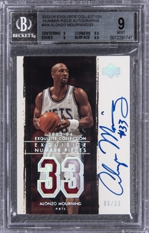 2003-04 UD "Exquisite Collection" Number Pieces #AM Alonzo Mourning Signed Game Used Patch Card (#06/33) – BGS MINT 9/BGS 10